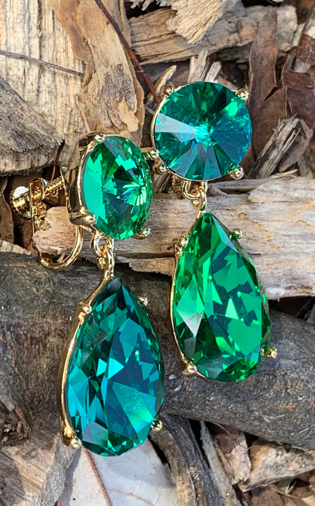 Vince Camuto Mismatched Mixed Green Stone Clip-On Earrings