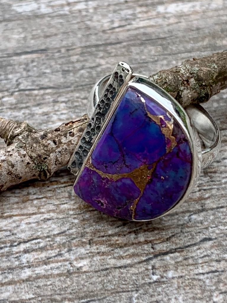 Purple Turquoise & Sterling Silver Ring Size 7