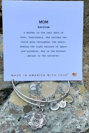 Alex and Ani "Mom Because I Love You" Silver Rafaelian Bangle Bracelet