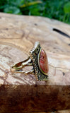 Orange Sponge Coral & Bronze Ring Size 7.5