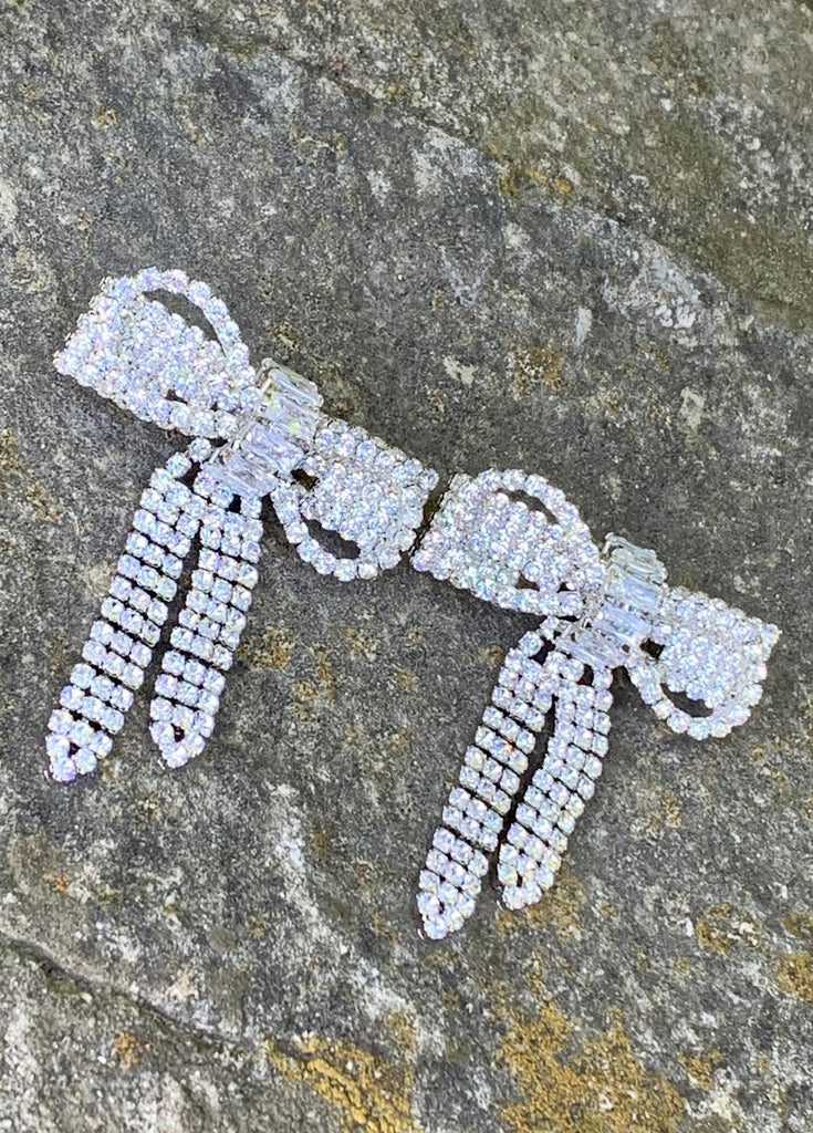 Wrap in a Bow Rhinestone Earrings