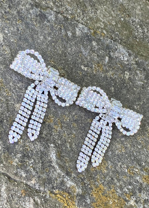 Wrap in a Bow Rhinestone Earrings