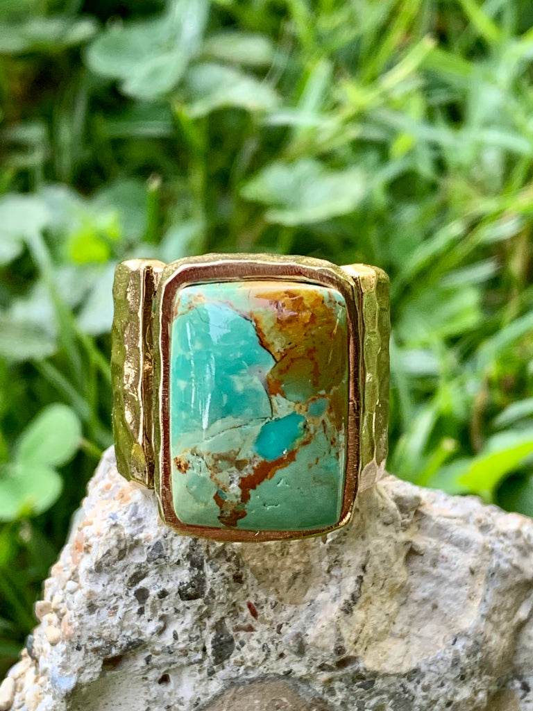 Turquoise & Bronze Statement Ring Size 8