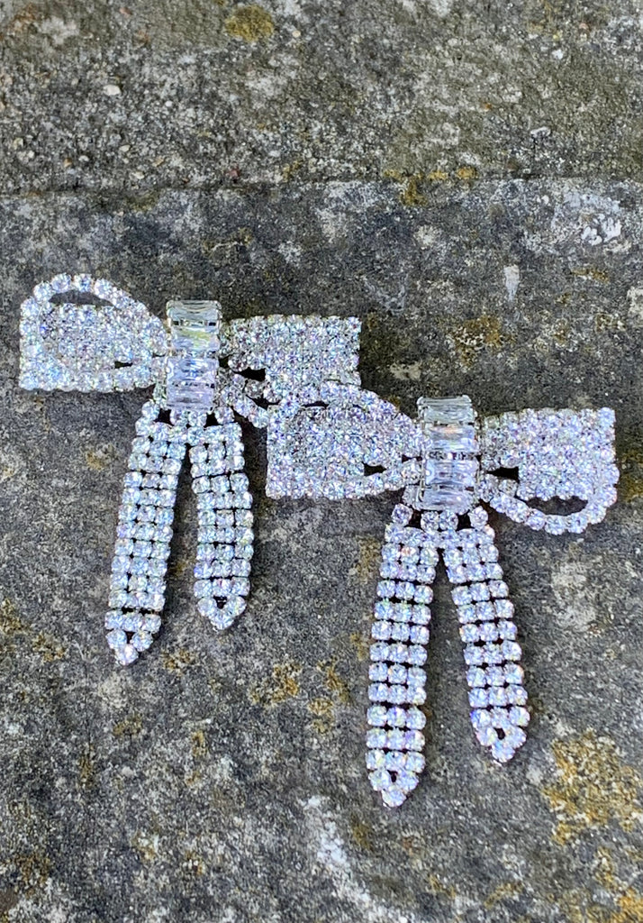 Wrap in a Bow Rhinestone Earrings