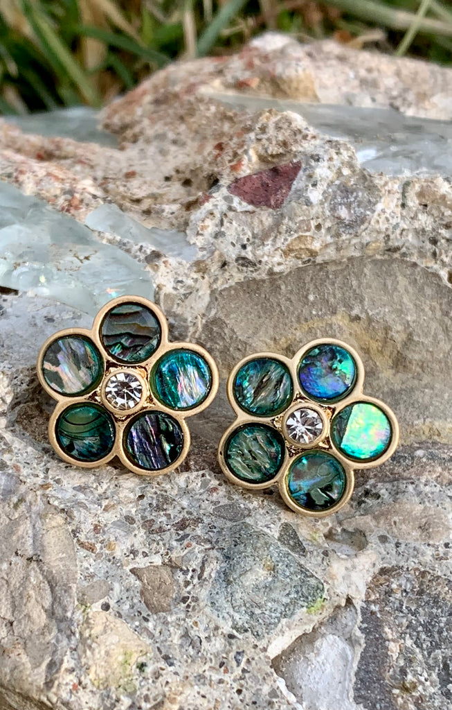 Abalone Flower Stud Earrings
