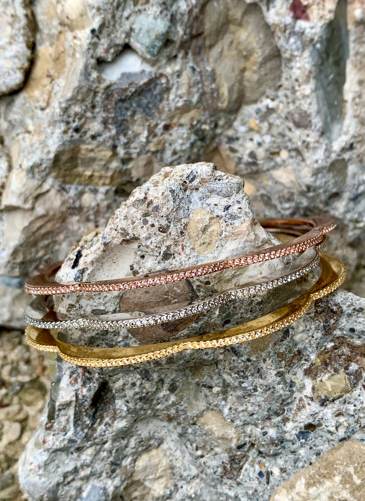 Kate Spade New York Tri-Tone 3 Piece Textured Scallops Bangle Bracelet