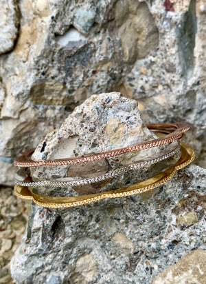 Kate Spade New York Tri-Tone 3 Piece Textured Scallops Bangle Bracelet