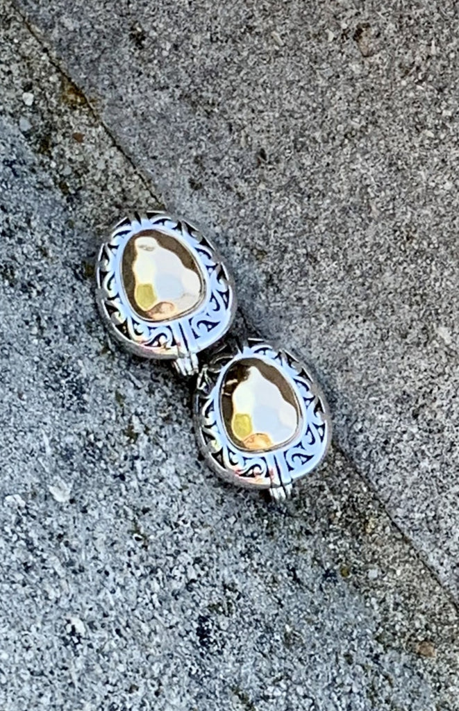 Scroll Silver & Gold Clip-On Earrings