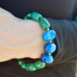 Malachite & Agate Hematite Beaded Bracelet