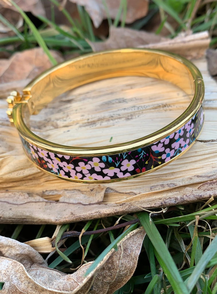 Multi-Color Flower Printed Bangle Bracelet