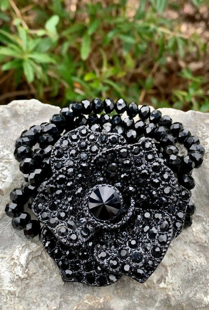 Couture 4-Strand Beaded Flower Statement Bracelet