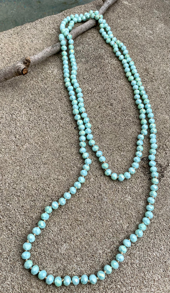 Mint Fire Polished Glass Endless Beaded Necklace