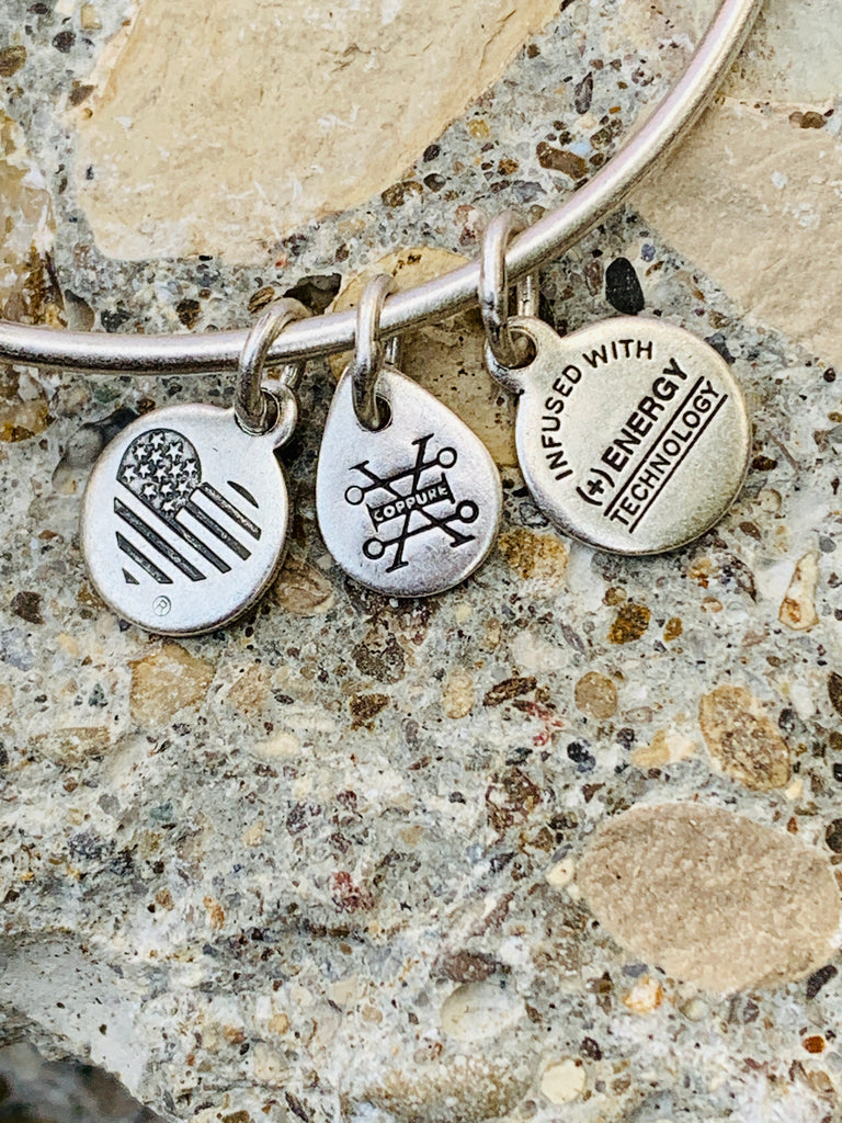 Alex and Ani "Mom Because I Love You" Silver Rafaelian Bangle Bracelet