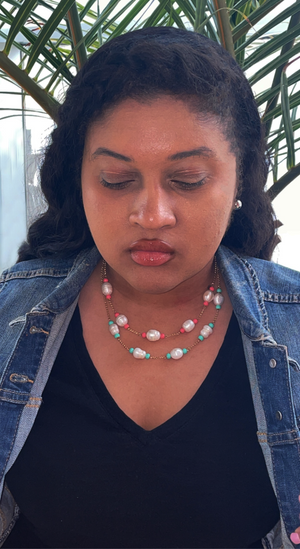 Kate Spade New York Blue & Pearl Bead Station Necklace