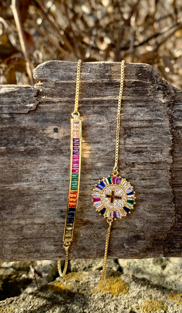 Rainbow Cross Bracelet Set