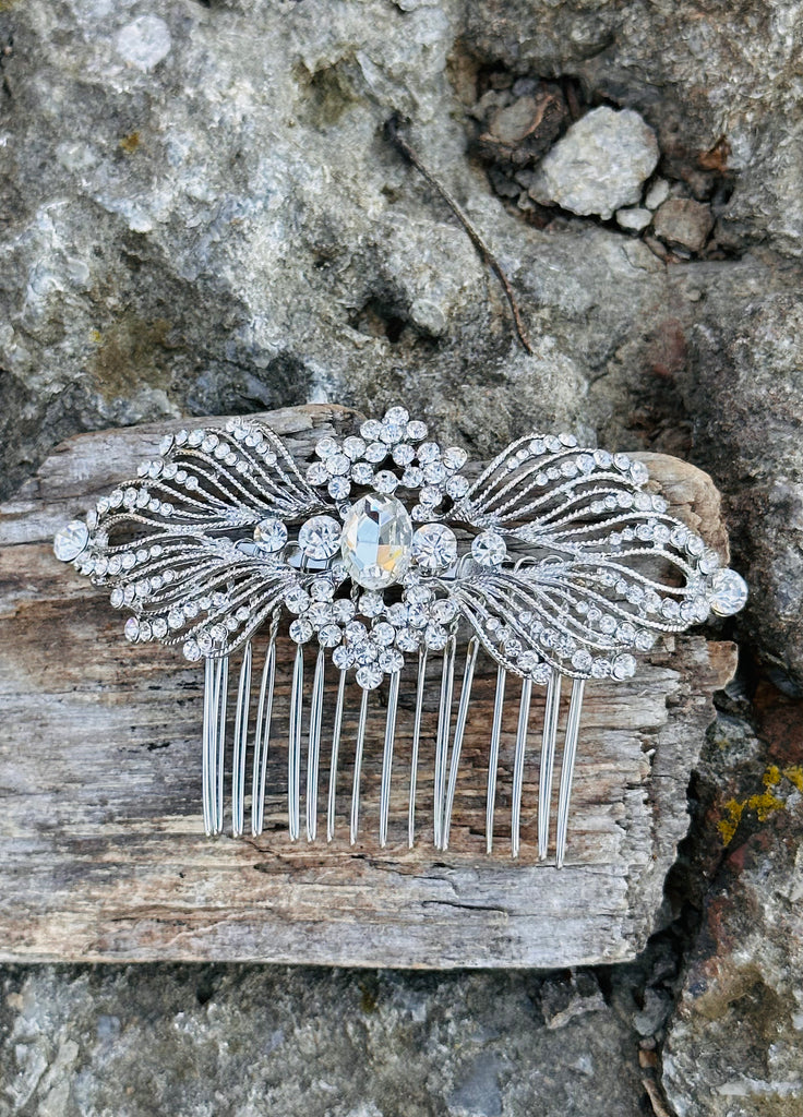 Silver Diamante Bridal Hair Comb