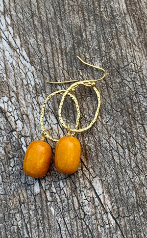 Honey Jade Forward Facing Hoop Earrings
