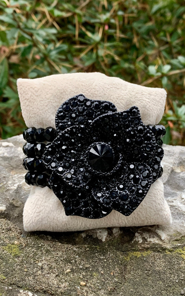 Couture 4-Strand Beaded Flower Statement Bracelet