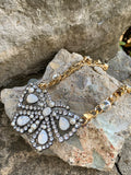 Hematite Butterfly Pendant Statement Necklace