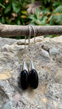 Chic Silver Black Bead Dangle Earrings