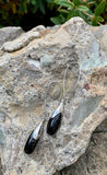 Chic Silver Black Bead Dangle Earrings