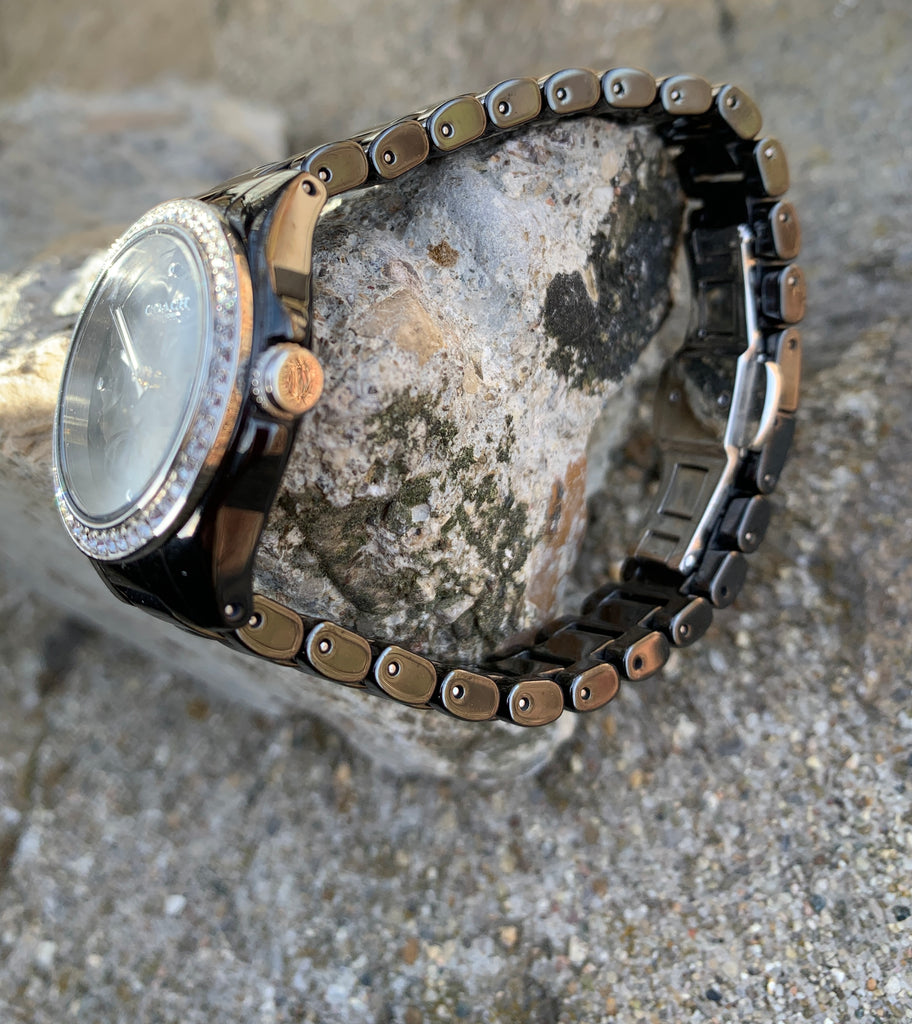 Coach Black Bracelet Crystal Accent Ceramic Astor Watch