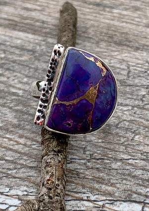 Purple Turquoise & Sterling Silver Ring Size 7