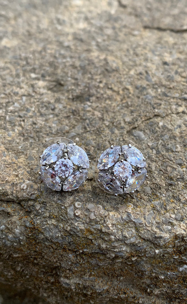 Marquise CZ Cluster Stud Earrings