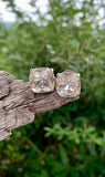 Silver & Crystal Square Stud Earrings