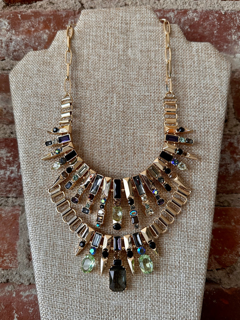 Aztec Themed Pointed Multi-Stone Layered Necklace