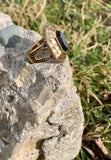 Black Onyx & Bronze Hall of Fame Ring Size 9