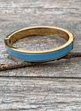 Blue Enamel & Gold Trim Clamp Bangle Bracelet