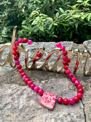 "Raspberry Beret" Fuchsia Agate & Jasper Choker Necklace