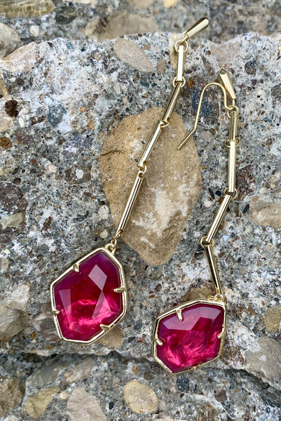 Kendra Scott Dax Drop Earrings in Berry Illusion and Gold Plated-