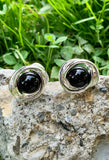 Lauren Ralph Lauren Silver & Black Clip-On Earrings