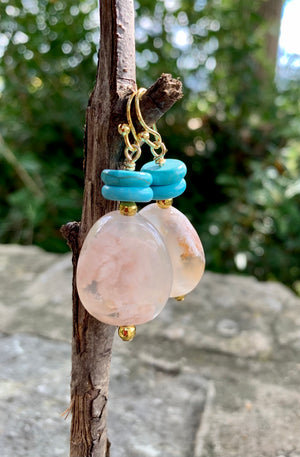 Hanging Jasper & Turquoise Magnesite Drop Earrings