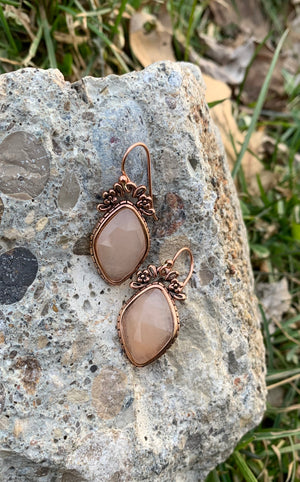 Copper & Peach Aventurine Drop Earrings