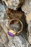 Barse Studded Purple Turquoise Bronze Ring Size 8