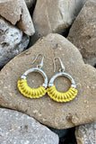 Yellow Wrapped Leather Drop Earrings