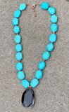 Back to Blue Turquoise Magnesite & Agate Pendant Necklace