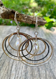 Tri-Tone Orbital Hoop Drop Earrings