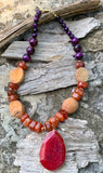 Multi-Stone Fuchsia Pendant Necklace
