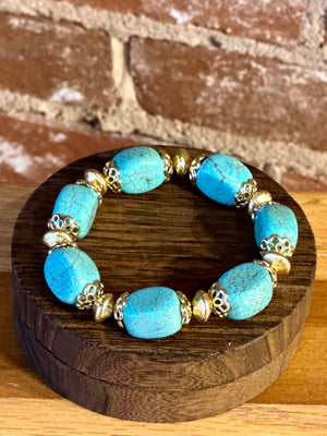Perfectly Polished Turquoise Bracelet with Gold Accents