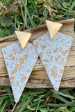 Landry Painted White & Gold Pyramid Drop Earrings