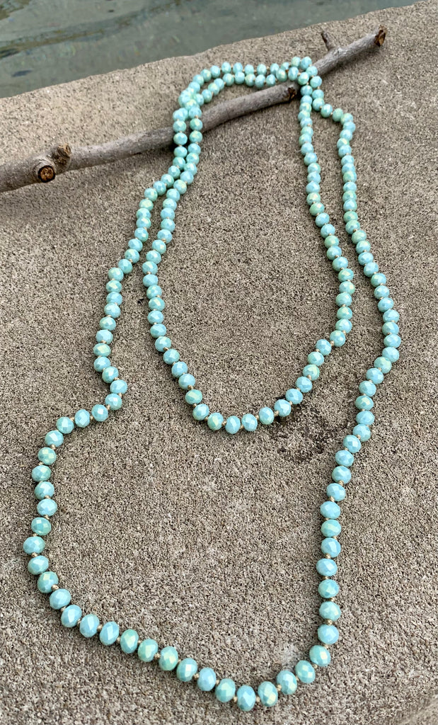 Mint Fire Polished Glass Endless Beaded Necklace
