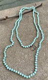 Mint Fire Polished Glass Endless Beaded Necklace