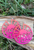 Pink and Orange "Good Vibes" Hoop Earrings