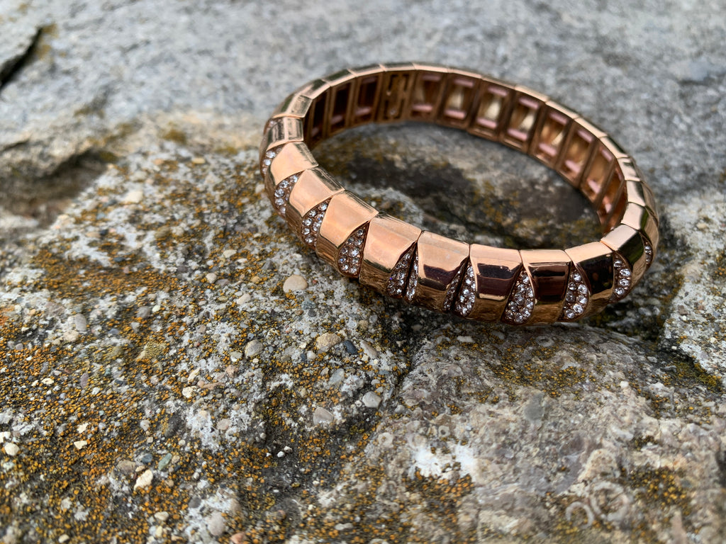 Kate Spade New York Rose Gold Pave Sliced Scallops Stretch Bracelet