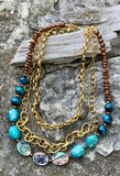 Sparkle Abalone Multi-Chain Layered Necklace