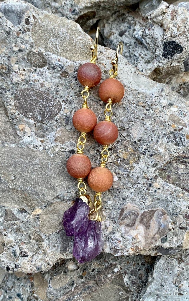 Amethyst & Crystal Drop Dancing Earrings